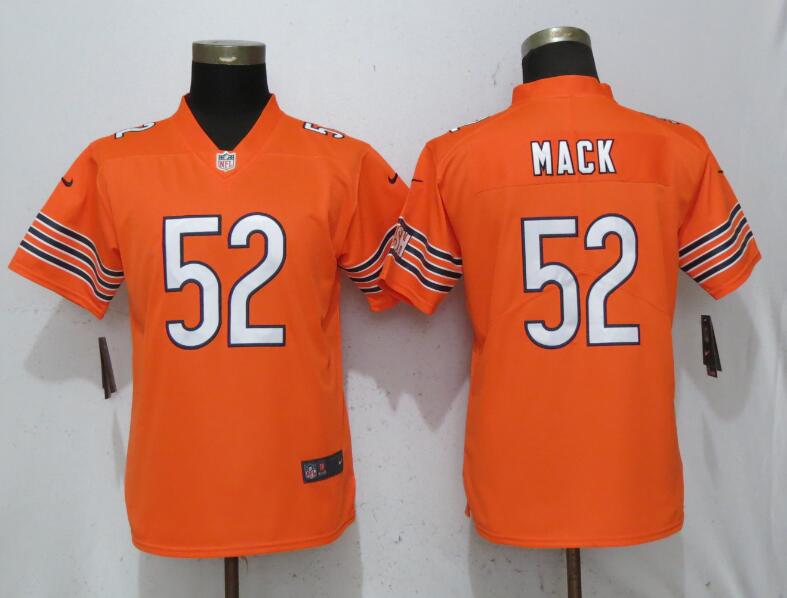 Nike Bears 52 Khalil Mack Orange Women Vapor Untouchable Limited Jersey