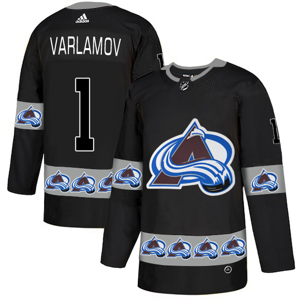 Avalanche 1 Semyon Varlamov Black Team Logos Fashion Adidas Jersey