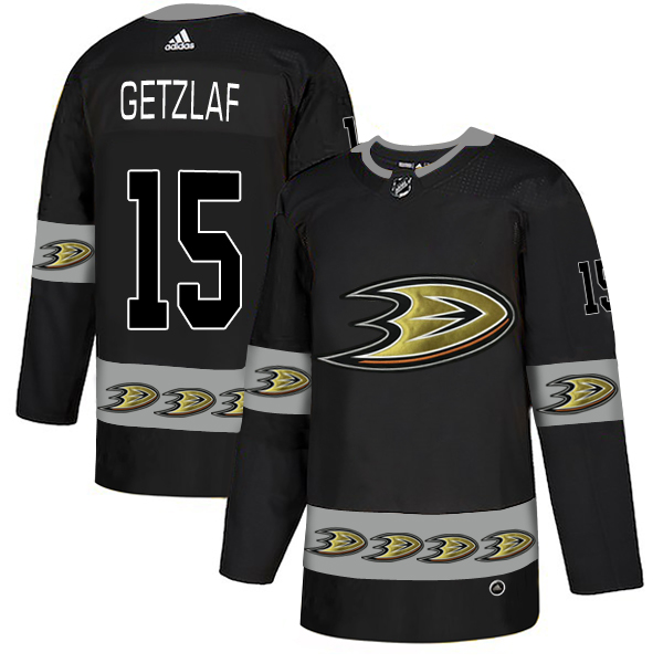 Ducks 15 Ryan Getzlaf Black Team Logos Fashion Adidas Jersey