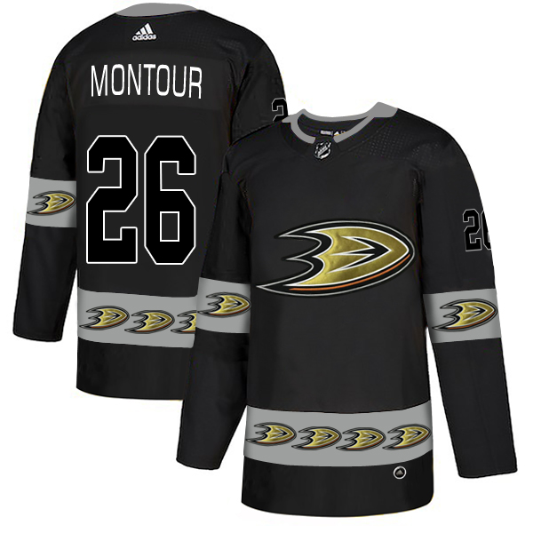 Ducks 26 Brandon Montour Black Team Logos Fashion Adidas Jersey