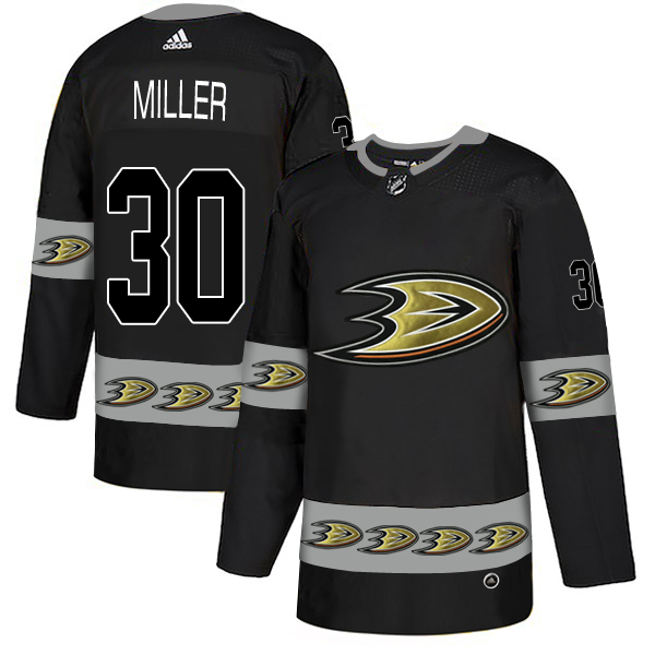 Ducks 30 Ryan Miller Black Team Logos Fashion Adidas Jersey