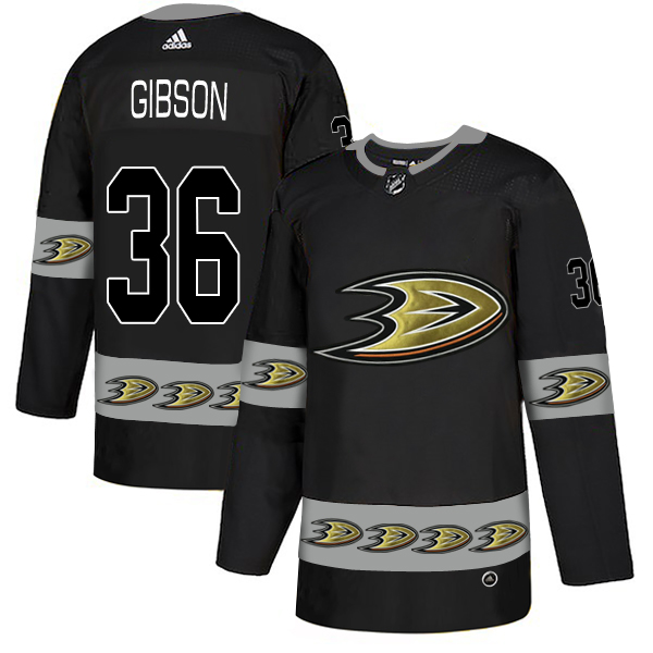 Ducks 36 John Gibson Black Team Logos Fashion Adidas Jersey