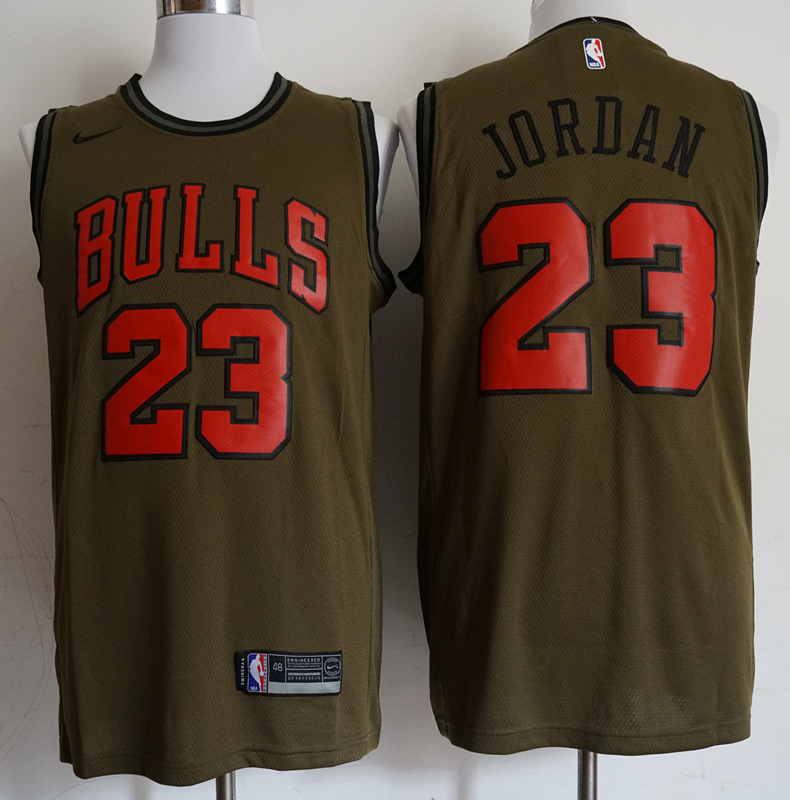 Bulls 23 Michael Jordan Olive Nike Swingman Jersey