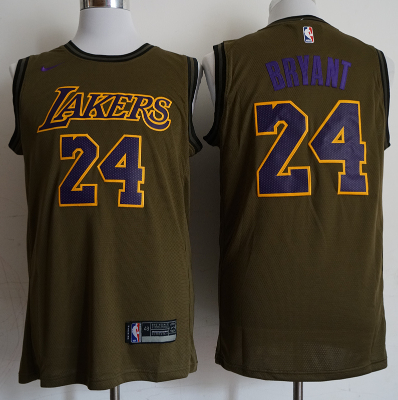 Lakers 24 Kobe Bryant Olive Nike Swingman Jersey