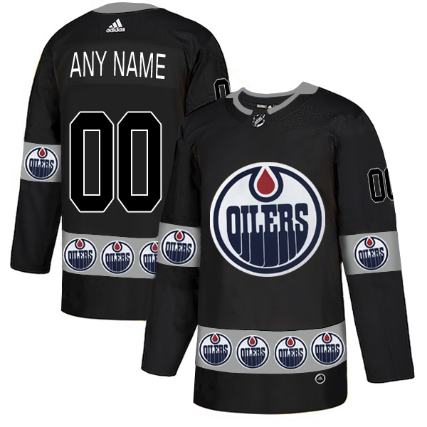 Edmonton Oilers Black Men's Customized Team Logos Fashion Adidas Jersey