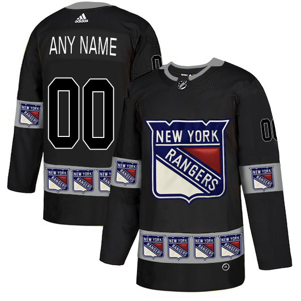 New York Rangers Black Men's Customized Team Logos Fashion Adidas Jersey - Click Image to Close