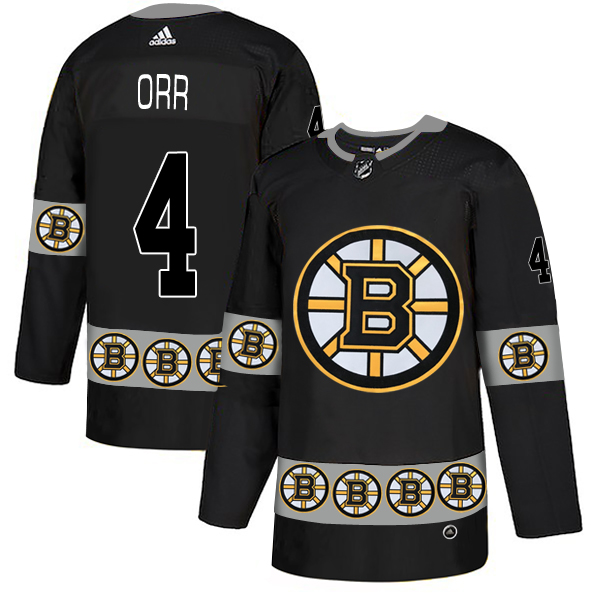 Bruins 4 Bobby Orr Black Team Logos Fashion Adidas Jersey