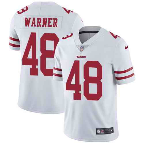Nike 49ers 48 Fred Warner White Vapor Untouchable Limited Jersey - Click Image to Close