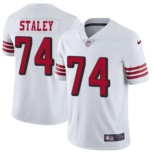 Nike 49ers 74 Joe Staley White Color Rush Vapor Untouchable Limited Jersey