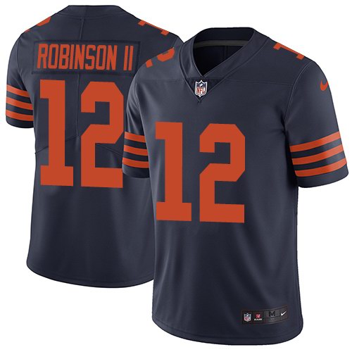 Nike Bears 12 Allen Robinson II Navy Throwback Youth Vapor Untouchable Limited Jersey