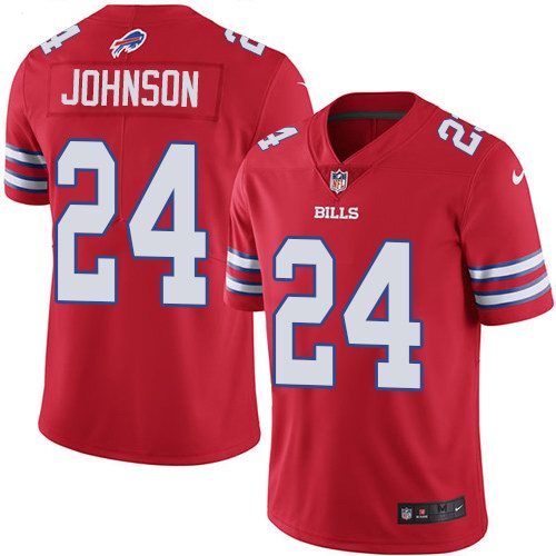 Nike Bills 24 Taron Johnson Red Color Rush Limited Jersey