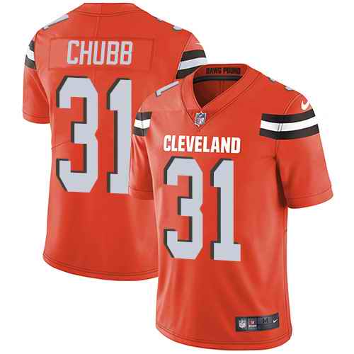 Nike Browns 31 Nick Chubb Orange Youth Vapor Untouchable Limited Jersey