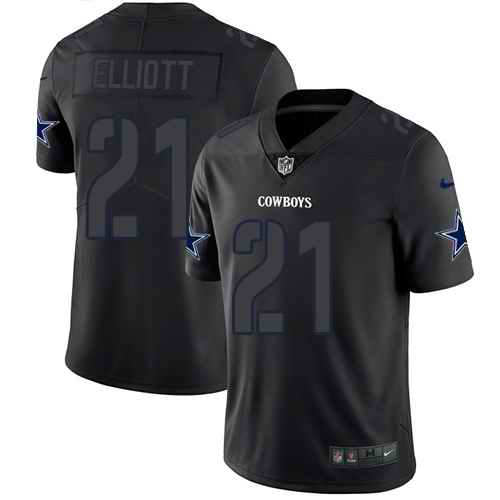 Nike Cowboys 21 Ezekiel Elliott Black Color Rush Impact Limited Jersey