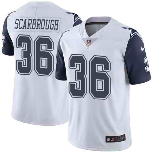 Nike Cowboys 36 Bo Scarbrough White Color Rush Limited Jersey