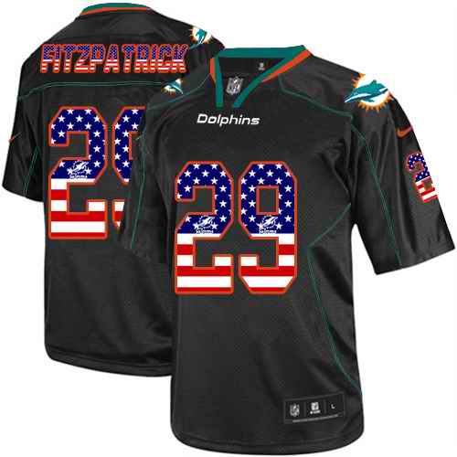 Nike Dolphins 29 Minkah Fitzpatrick Black USA Flag Fashion Limited Jersey