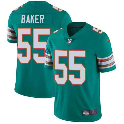 Nike Dolphins 55 Jerome Baker Aqua Throwback Vapor Untouchable Limited Jersey - Click Image to Close