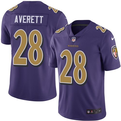 Nike Ravens 28 Anthony Averett Purple Color Rush Limited Jersey