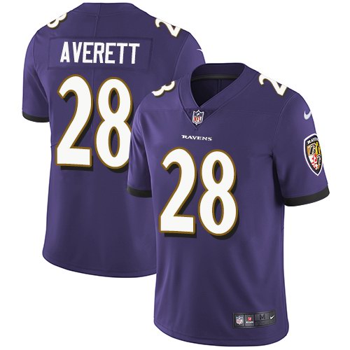 Nike Ravens 28 Anthony Averett Purple Vapor Untouchable Limited Jersey