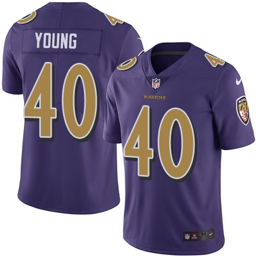 Nike Ravens 40 Kenny Young Purple Youth Color Rush Limited Jersey