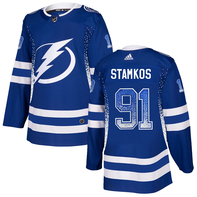 Lightning 91 Steven Stamkos Blue Drift Fashion Adidas Jersey - Click Image to Close