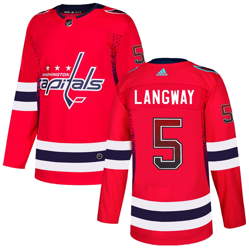 Capitals 5 Rod Langway Red Drift Fashion Adidas Jersey