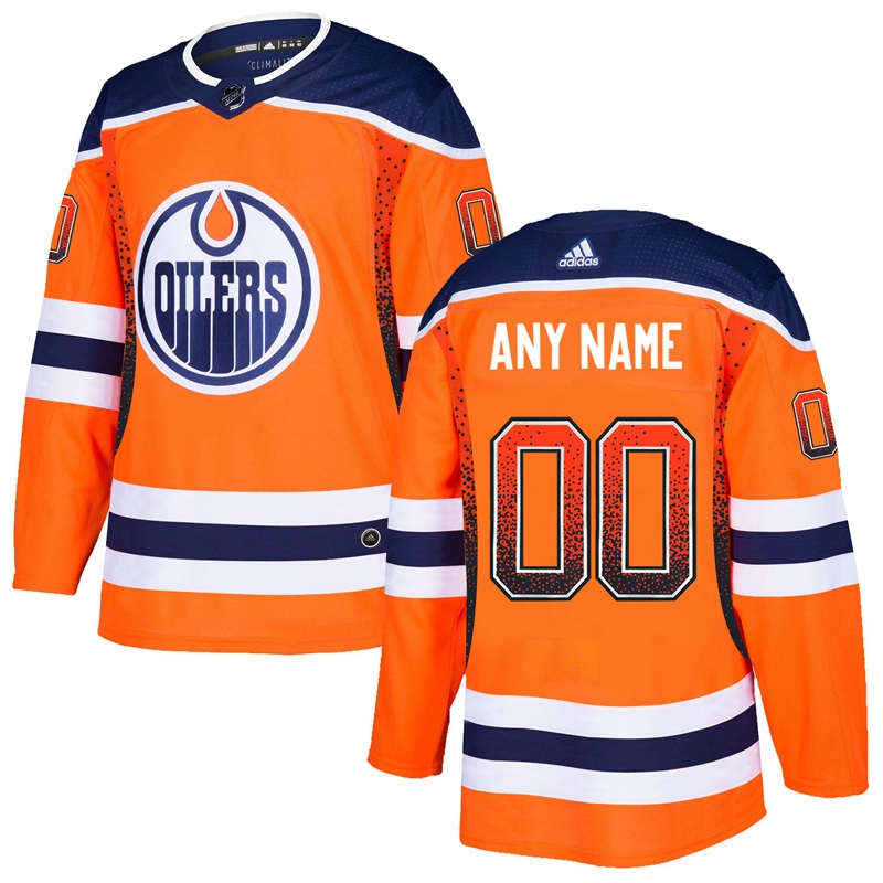 Edmonton Oilers Orange Men's Customized Drift Fashion Adidas Jersey