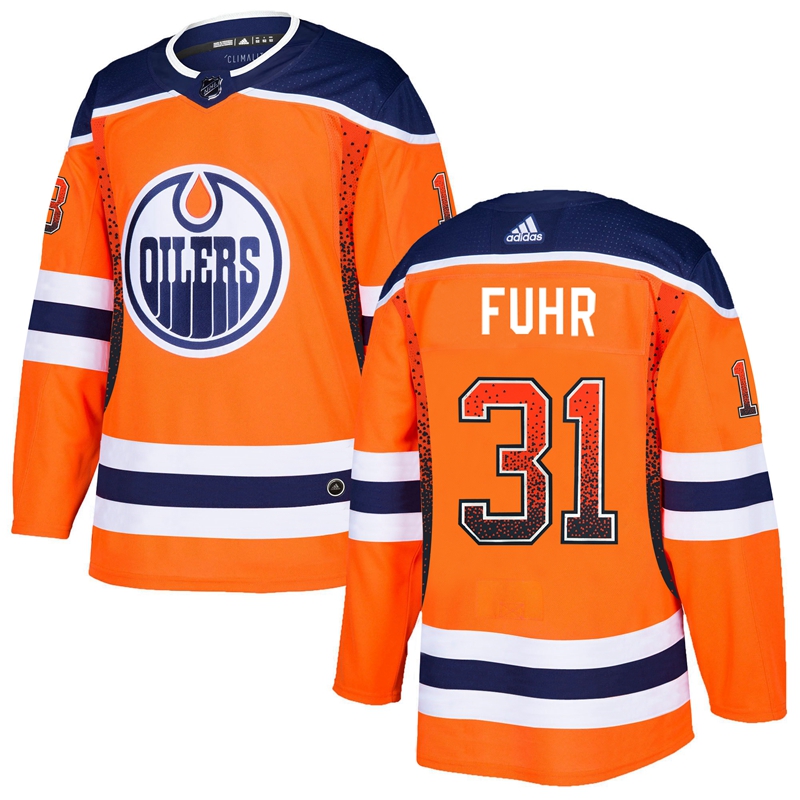 Oilers 31 Grant Fuhr Orange Drift Fashion Adidas Jersey