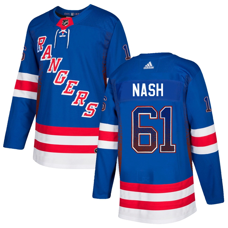 Rangers 61 Rick Nash Blue Drift Fashion Adidas Jersey