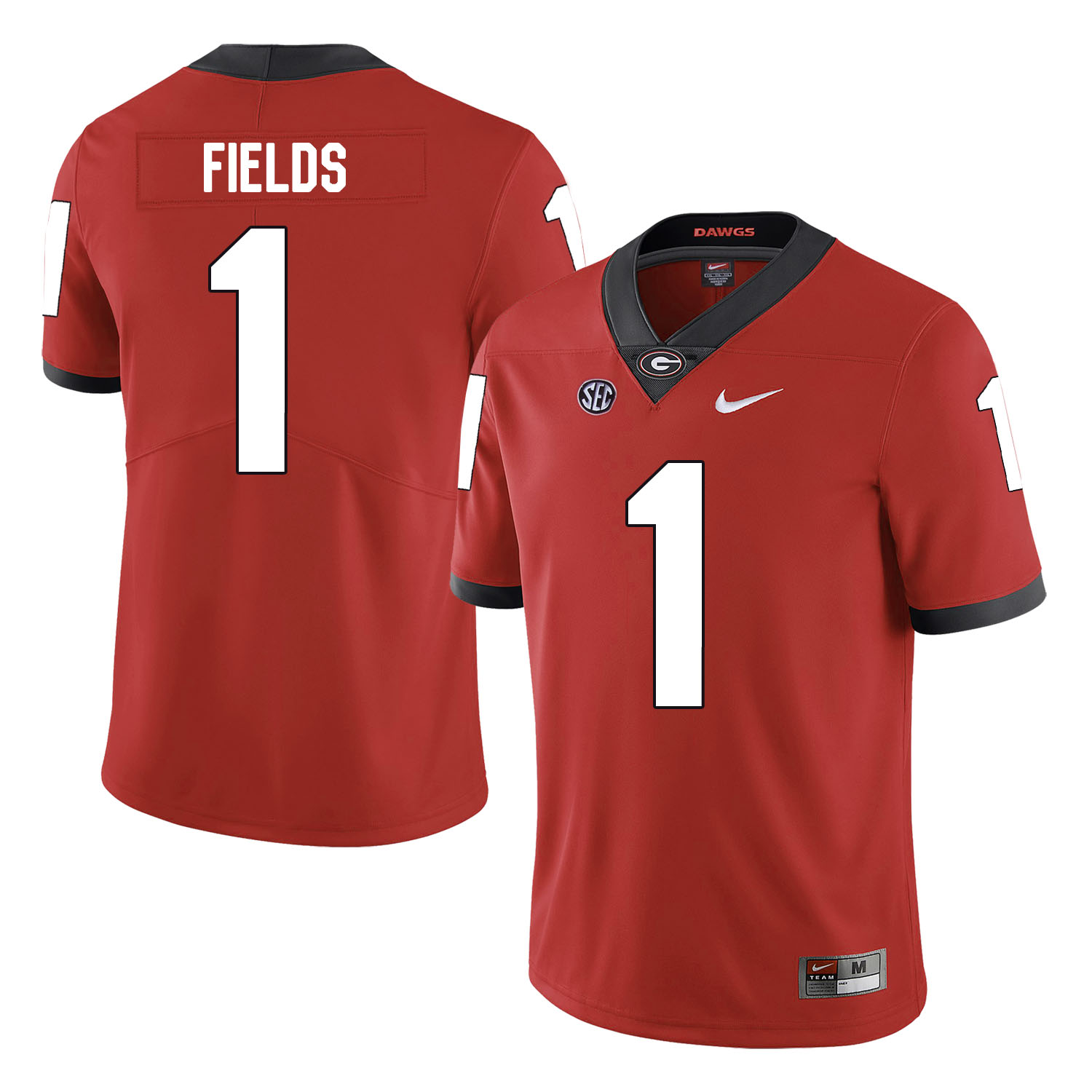 Georgia Bulldogs 1 Justin Fields Red Nike College Football Jersey - Click Image to Close
