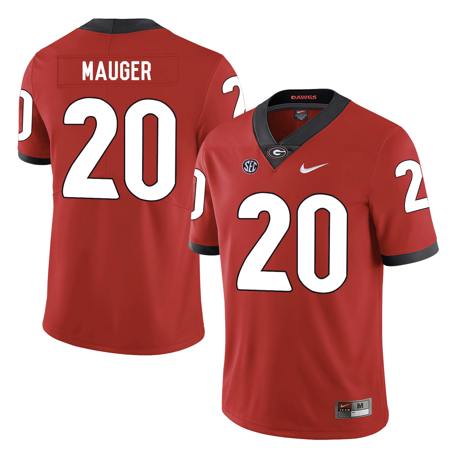 Georgia Bulldogs 20 Quincy Mauger Red Nike College Football Jersey