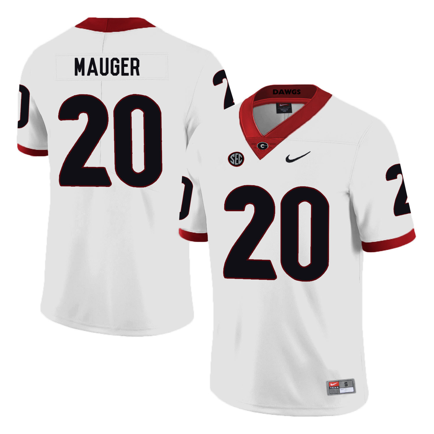 Georgia Bulldogs 20 Quincy Mauger White Nike College Football Jersey