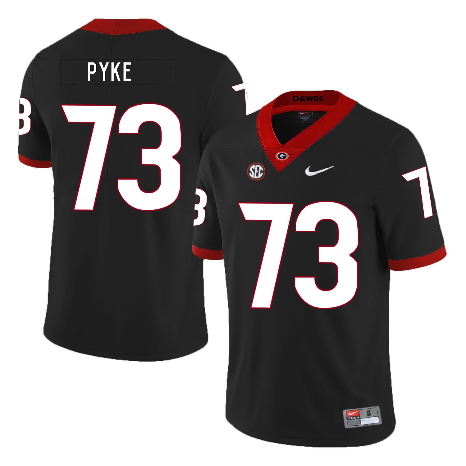 Georgia Bulldogs 73 Greg Pyke Black Nike College Football Jersey