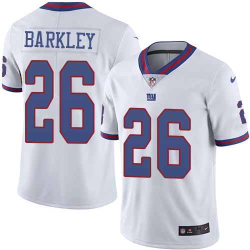 Nike Giants 26 Saquon Barkley White Youth Color Rush Limited Jersey - Click Image to Close
