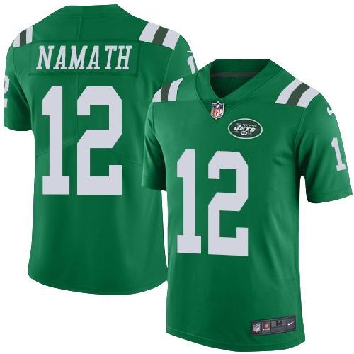 Nike Jets 12 Joe Namath Green Youth Color Rush Limited Jersey - Click Image to Close