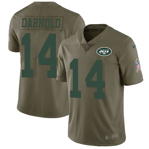 Nike Jets 14 Sam Darnold Olive Youth Salute To Service Limited Jersey - Click Image to Close