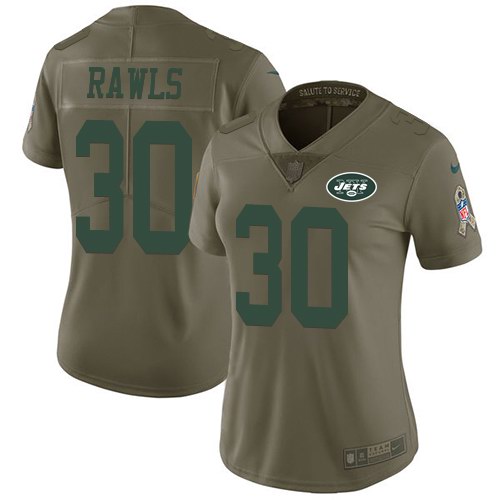 Nike Jets 30 Thomas Rawls Olive Women Salute To Service Limited Jersey