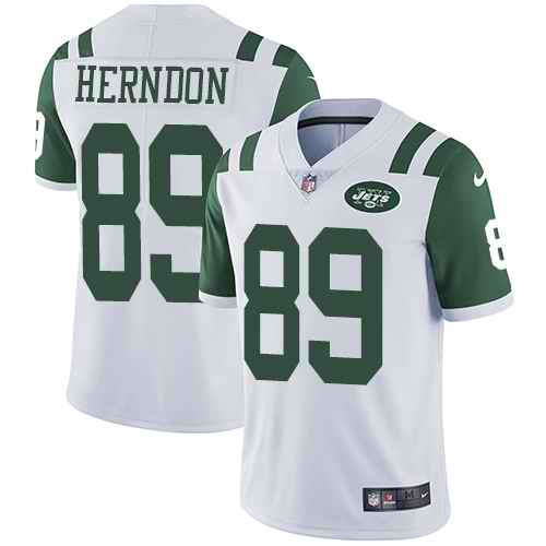 Nike Jets 89 Chris Herndon White Vapor Untouchable Limited Jersey - Click Image to Close