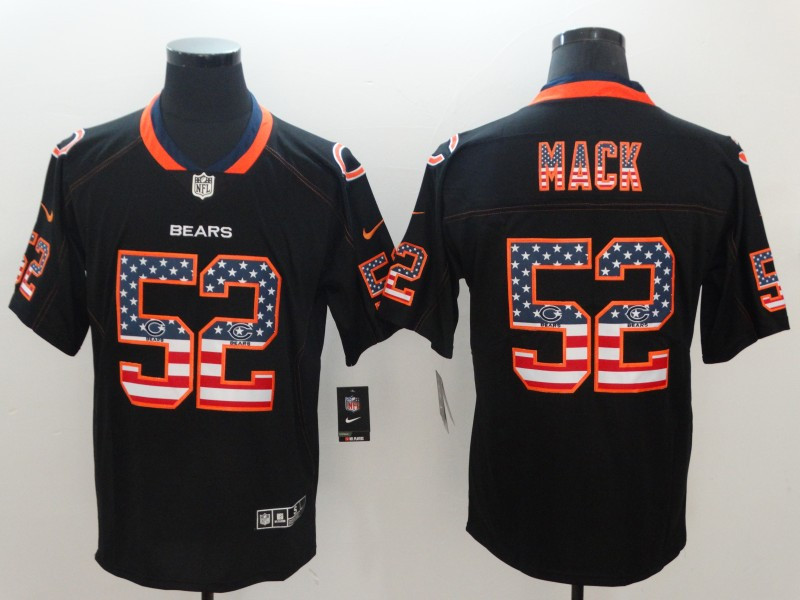 Nike Bears 52 Khalil Mack Black USA Flag Fashion Limited Jersey