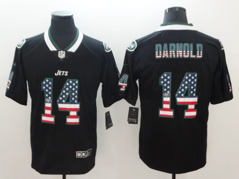 Nike Jets 14 Sam Darnold Black USA Flag Fashion Limited Jersey