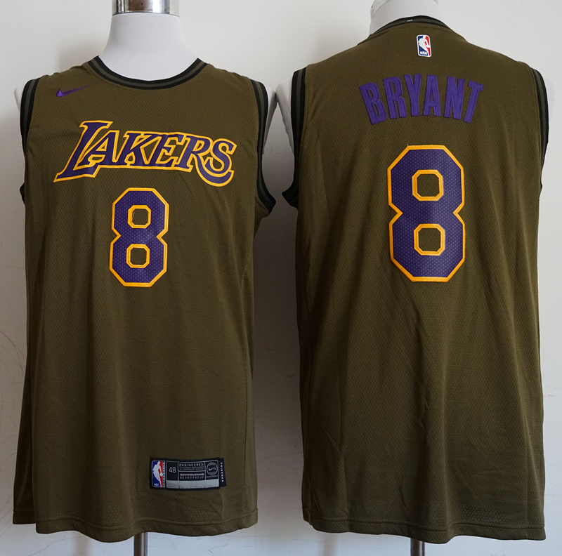 Lakers 8 Kobe Bryant Olive Nike Swingman Jersey