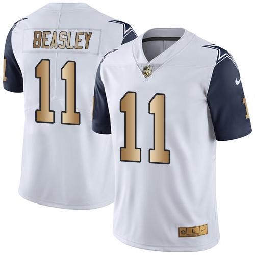 Nike Cowboys 11 Cole Beasley White Gold Youth Color Rush Limited Jersey