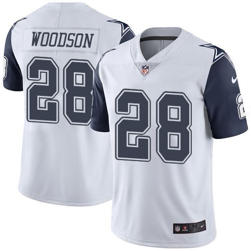 Nike Cowboys 28 Darren Woodson White Color Rush Limited Jersey
