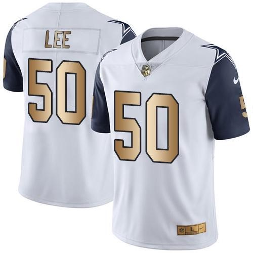 Nike Cowboys 50 Sean Lee White Gold Youth Color Rush Limited Jersey