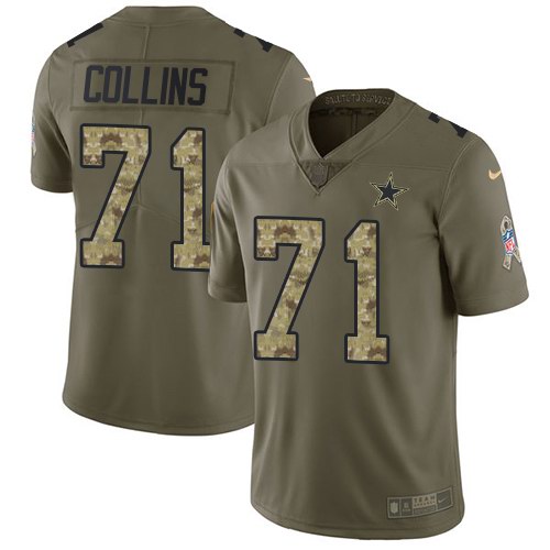 Nike Cowboys 71 La'el Collins Olive Camo Salute To Service Limited Jersey