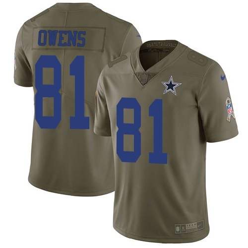Nike Cowboys 81 Terrell Owens Olive Salute To Service Limited Jersey