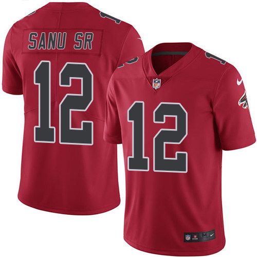 Nike Falcons 12 Mohamed Sanu Sr Red Youth Color Rush Limited Jersey