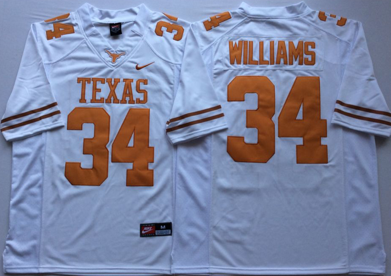 Texas Longhorns 34 Ricky Williams White Nike College Jersey