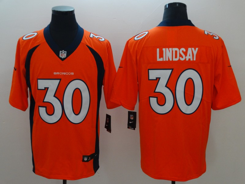 Nike Broncos 30 Phillip Lindsay Orange Vapor Untouchable Limited Jersey - Click Image to Close