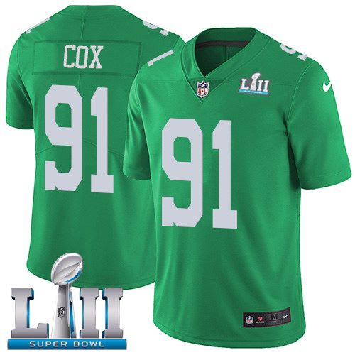 NIke Eagles 91 Fletcher Cox Green 2018 Super Bowl LII Color Rush Limited jersey