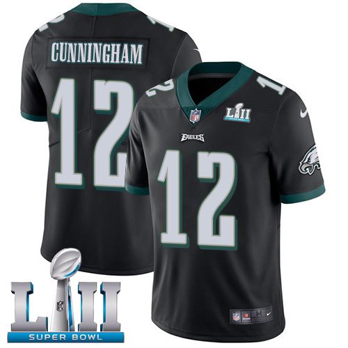 Nike Eagles 12 Randall Cunningham Black 2018 Super Bowl LII Youth Vapor Untouchable Limited Jersey